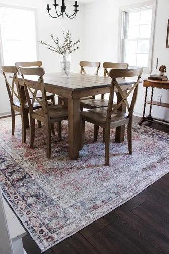 Vista 4 de Hauteloom Kemer - Alfombra lavable a máquina para sala de estar, vintage envejecida y desgastada, oriental y bohemio, floral, apta para mascotas