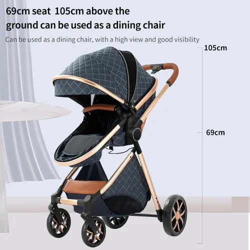 Vista 6 de Cochecito de bebé 2 en 1 con modo moisés, cochecito reversible, plegable con un solo clic, cochecito de viaje para recién nacido, cochecito