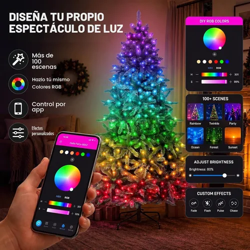 Vista 4 de Avatar Controls 6FT Smart Pre-Lit Christmas Tree, 270 RGB LEDs Árbol de Navidad artificial, 920 puntas de PVC, más de 100 escenas, colores de Verde