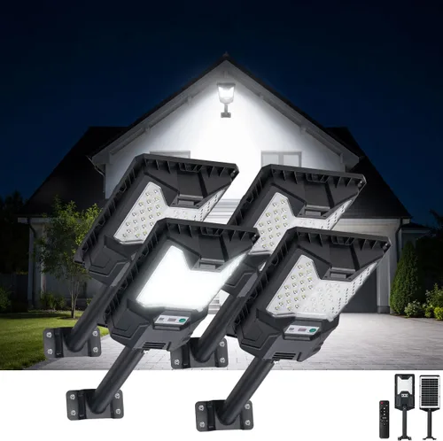 Vista 10 de Luz de calle solar para exteriores, 20000 lm 6500 K impermeable con sensor de movimiento LED luz solar alimentada por energía solar con control