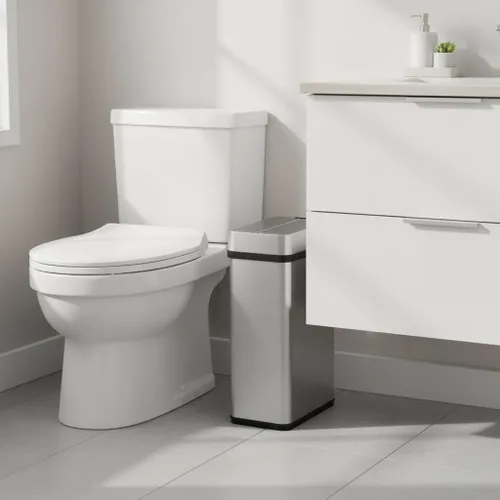 Vista 2 de iTouchless - Bote de basura de 15 litros / 4 galones de acero inoxidable con sensor de apertura de alas para baño, operación automática sin