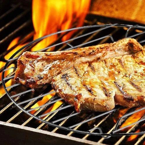 Vista 5 de Papad Jali - Asador de alambre de acero inoxidable Papad Jali, parrilla de asado multifuncional con mango redondo de madera (7.5 pulgadas)