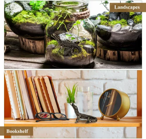 Vista 9 de Toyvian 1 mini estatua de cocodrilo de latón, esculturas y estatuas de animales, adornos para pecera, estatua de Feng Shui, decoración del hogar