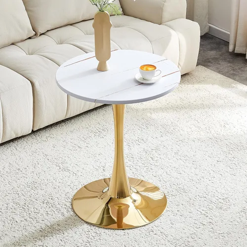 Vista 19 de Mesa de comedor redonda de nogal para espacios pequeños, mesa de tulipanes de 32 pulgadas con base de pedestal de metal, mesa de bistró para 2/3/4