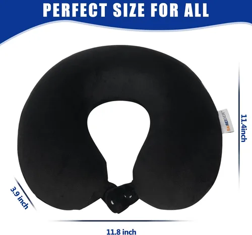 Vista 6 de SAIREIDER Almohada de viaje de espuma viscoelástica 100% pura, almohada de viaje para el cuello, almohada de avión para viajes, automóvil, hogar