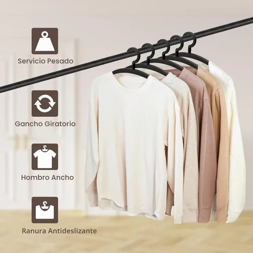 Vista 5 de Perchas resistentes giratorias anchas para invierno para chaquetas Negro