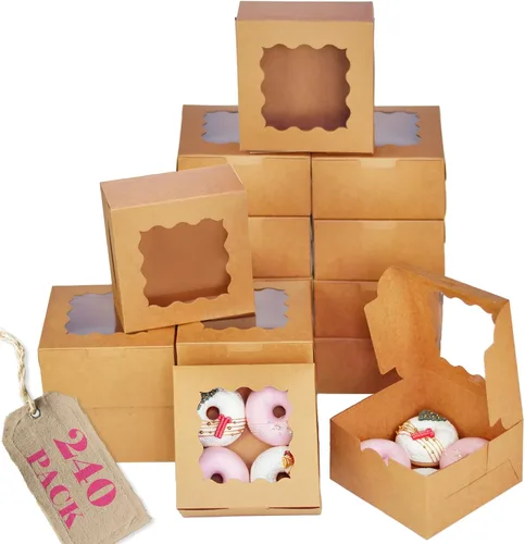 Vista 17 de Bakepacker 100 piezas Cajas Negras para Galletas 6x6x3 pulgadas Fácil Montaje Cajas de Pastelería Macarrones Cajas de Panadería con Ventana