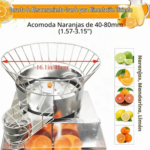 Vista 3 de Exprimidor de naranjas comercial de 120 W, extractor eléctrico automático de cítricos (20 naranjas/minuto) Exprimidor vertical de limón de 110 V