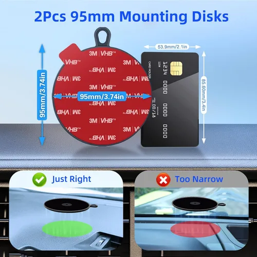 Vista 2 de pop-tech Disco de montaje adhesivo para salpicadero: disco de montaje de almohadilla de tablero de 3.740 in para ventosa y soporte de teléfono al
