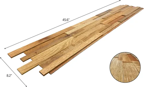 Vista 2 de Luxdecor Paneles de pared 3D, tablones de madera recuperada real, paquete Madera de roble 3D
