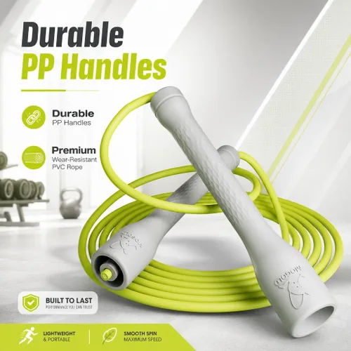 Vista 11 de Cuerda de Saltar para Entrenamiento, Cuerda de Saltar de PVC de 5mm, Longitud Ajustable con Manijas a Prueba de Rompimiento, Ideal