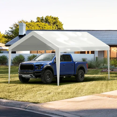 Vista 97 de VEVOR Cobertizo Tienda de Almacenamiento Exterior Portátil Resistente de 6 x 8 x 7 pies, Refugio de Cochera Garaje Impermeable con Puerta Enrollable