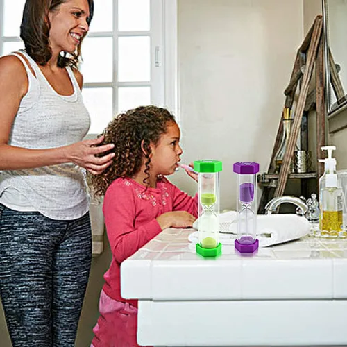 Vista 4 de Jeowoqao Temporizadores de cepillado de dientes para niños y adolescentes, temporizador de arena de reloj de arena de 3 minutos para cepillar