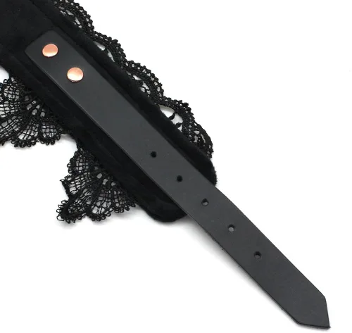 Vista 6 de SMspade Gargantilla de cuero con encaje negro para hombres mujeres y niñas Cuero