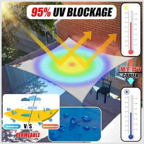 Vista 2 de ColourTree TAPS9.5 - Toldo cuadrado impermeable, parasol de tela con 95% de bloqueo de rayos UV y resistente al agua, para patio, jardín o cochera