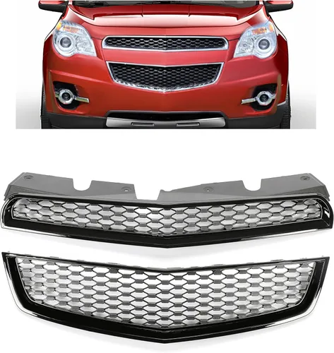 Vista 12 de KUAFU Rejilla delantera inferior compatible con 2010-2015 Chevy Chevrolet Equinox, reemplazo para 25798747 GM1200621, moldura cromada + rejilla