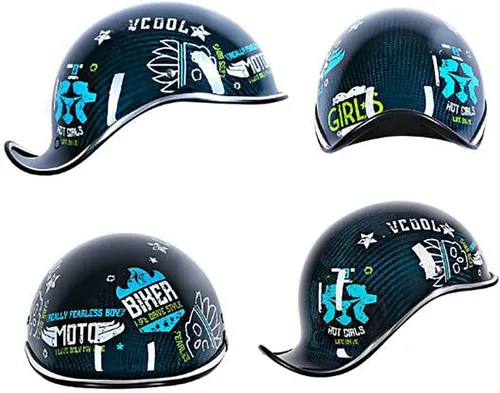 Vista 2 de Medio casco de motocicleta aprobado por ECE/DOT para adultos, casco de motocicleta para hombres y mujeres, casco de motocicleta vintage, medio casco