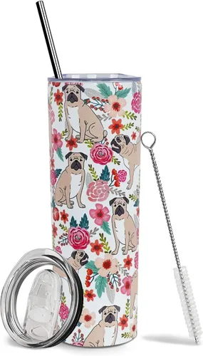Vista 43 de Dachshund - Vaso de viaje aislado de acero inoxidable de 20 onzas con asa y pajilla, regalo para mujer, para el Día de la Madre, a prueba de fugas