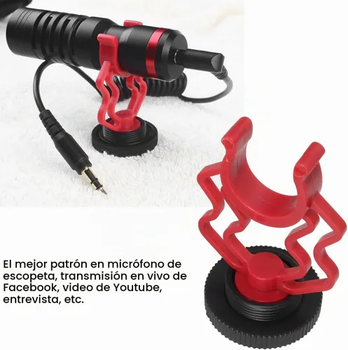 Vista 5 de Soporte de choque para micrófono de video externo LUORNG 2 piezas en cámara micrófono soporte de montaje con zapata fría de 1/4 pulgadas para RODE