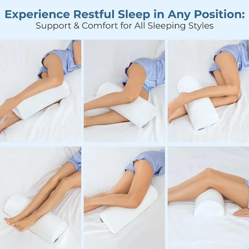 Vista 5 de 5 STARS UNITED Half Moon Bolster - Almohada semirenrollable y almohada de rodilla para personas que duermen de lado, 100% espuma viscoelástica