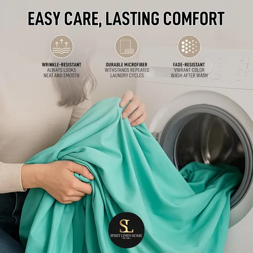 Vista 2 de Juego de sábanas de tamaño individual – 4 piezas de microfibra transpirable sólida – Ropa de cama de lujo resistente a la decoloración para mujeres
