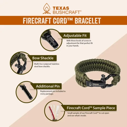 Vista 7 de Kit de supervivencia con iniciador de fuego Texas Bushcraft - Barra de hierro y pedernal de acero, herramienta con golpeador Bolsa de yesca