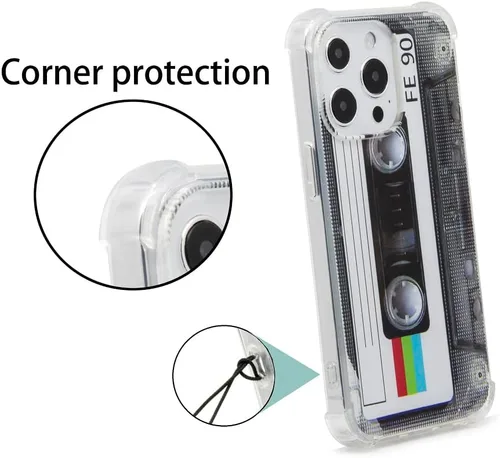 Vista 2 de FAteamll Funda para iPhone 13 Pro, acabado mate, resistente, suave, con esquinas reforzadas, TPU suave, parachoques retro, funda de cinta de casete