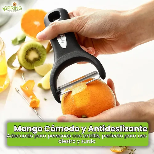 Vista 4 de Spring Chef - Pelador de verduras en forma de Y de acero inoxidable para cocina, color negro