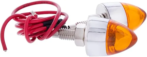 Vista 2 de United Pacific 10863 - Sujetador de placa de matrícula LED con acabado cromado estilo bala, cableado original, hardware de montaje incluido – Ámbar
