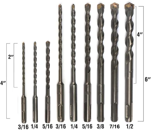 Vista 8 de 30 piezas, 1/2 "x 6", brocas SDS Plus, juego de brocas para mampostería, brocas de martillo SDS+