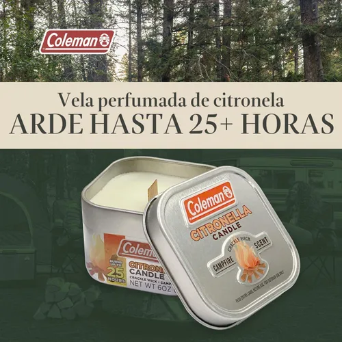 Vista 2 de Coleman Vela perfumada de citronela para exteriores con mecha de madera agrietada - 6 oz