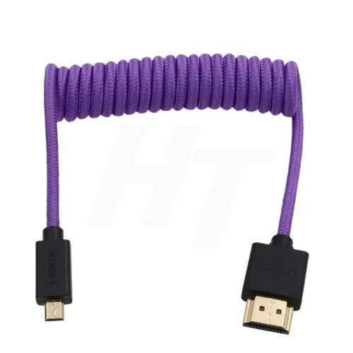 Vista 7 de Micro HDMI a HDMI 8K 4K 60p Negro trenzado en espiral 11.8 in Cable para Canon R8 R10 Sony A7C A7RIV ZV-1 S5 X-T4 Z50 Cámara ATOMOS Ninja V F5pro