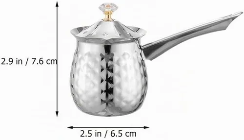 Vista 6 de CALLARON Calentador de cafetera turca de acero inoxidable con leche árabe Cezve Ibrik cafetera de 6.8 fl oz expreso decantador caldera con boquilla