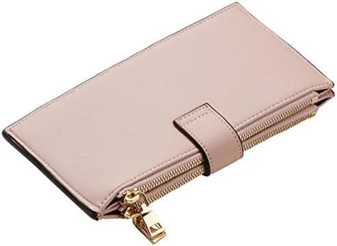 Vista 5 de Travelambo Billetera plegable con bloqueo RFID para mujer, con bolsillo con cremallera
