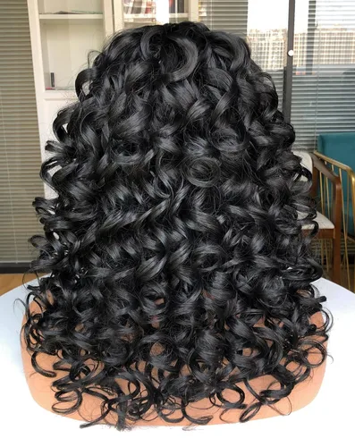 Vista 5 de Pelucas afro rizadas para mujeres negras, peluca larga y rizada con flequillo, fibra sintética esponjosa, sin pegamento, para cosplay y uso diario
