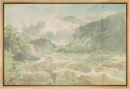 Vista 32 de SIGNFORD Lienzo enmarcado para pared, pinos sepia, bosques, bosques, naturaleza, ilustraciones de área silvestre, arte digital, arte moderno