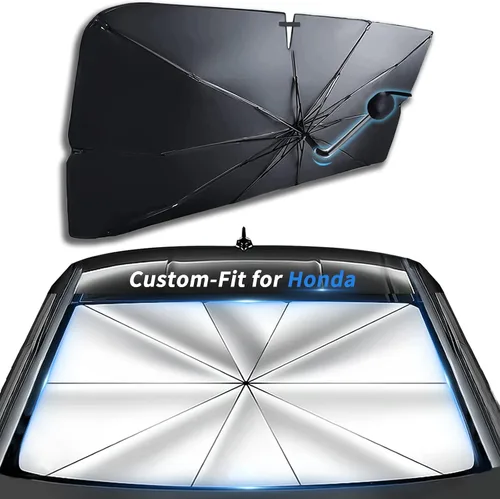 Vista 8 de Ajuste personalizado para parabrisas de Honda, cubierta de parasol de automóvil, bloqueo UV, ventana delantera del automóvil con mango flexible