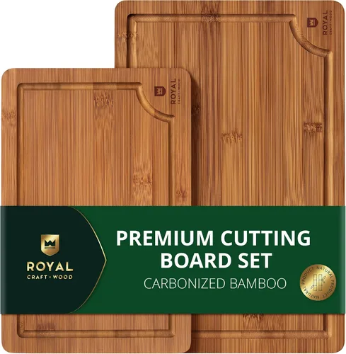 Vista 22 de ROYAL CRAFT WOOD Tabla de cortar de madera, tablas de cortar de bambú con ranura para jugo, tabla de cortar de cocina para carne, queso y verduras