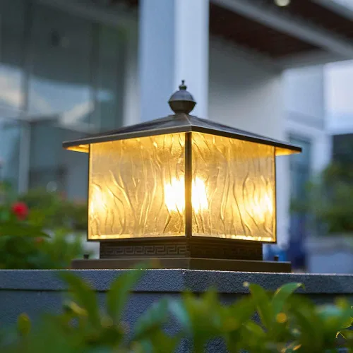 Vista 3 de Luces de poste al aire libre, luz solar de cobre completo para postes de valla al aire libre, luz de poste de valla al aire libre, luz de pilar