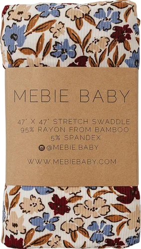 Vista 6 de Mebie Baby Manta elástica a cuadros azules, moderna y neutra para bebé niña o niño, mantas suaves para bebé, manta para recién nacido, 0-3 meses