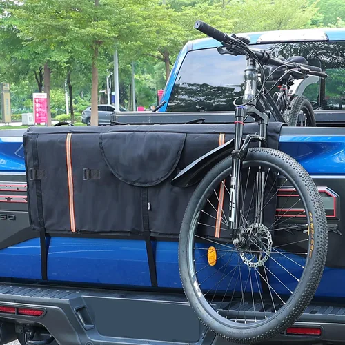 Vista 9 de Amooca - Almohadilla para puerta trasera de camioneta para bicicletas de montaña, con 2 bolsillos para herramientas, de 42" de ancho para 4