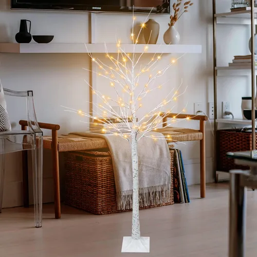 Vista 2 de FUCHSUN - Árbol de abedul con 128 luces LED de 6 pies, luces artificiales para árbol de abedul
