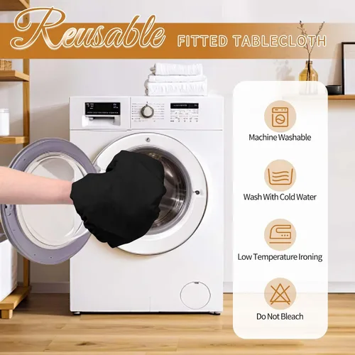 Vista 7 de Paquete de 12 fundas de tela elástica para mesas de 6 pies, fundas de mesa de elastano negro, protector universal rectangular para interiores