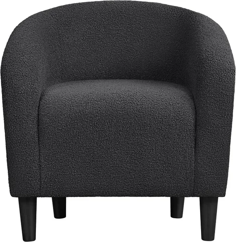 Vista 23 de Topeakmart Silla de barril, silla de acento de sherpa suave, silla auxiliar de club, estilo moderno, asiento profundo, sillón de barril para sala