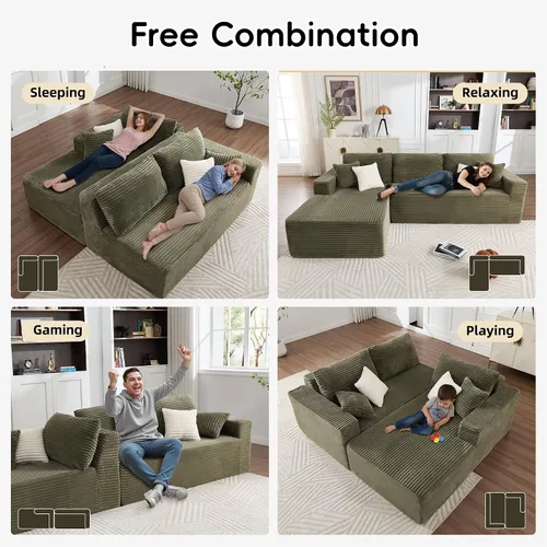Vista 7 de Opiesit - Sofás sin patas de 108" para sala de estar, sofá seccional modular con chaise extragrande, sofá en forma de L tipo nube con asiento