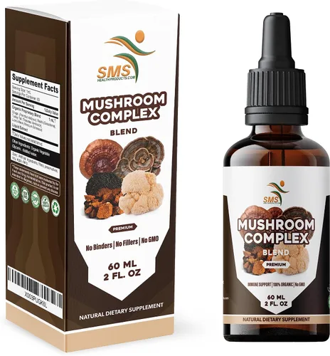 Vista 2 de Suplemento complejo de hongos gotas de tintura, melena de león, reishi, cola de pavo, chaga, para apoyo del sistema inmunológico, gotas líquidas