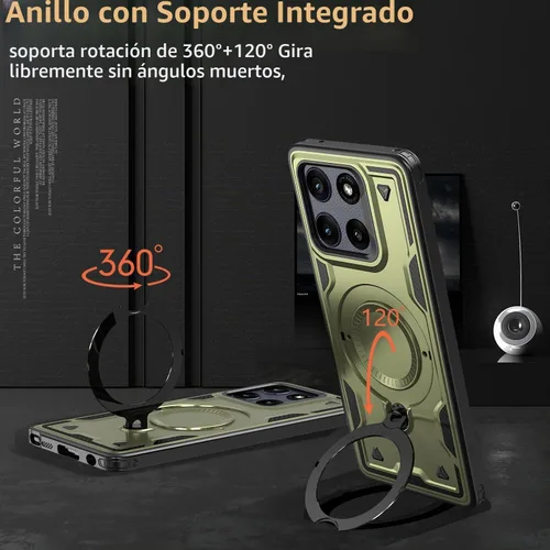 Vista 4 de Funda magnética para Motorola Edge 2025 compatible con MagSafe Support Cargador inalámbrico, para Moto Edge con anillo de soporte, con protector
