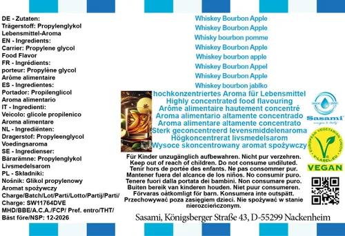 Vista 4 de Whisky Bourbon Sabor Manzana - Sasami (DE) Concentrado - 3.4 fl oz