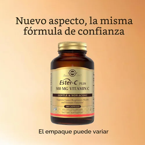 Vista 2 de Solgar Ester-C Plus 500 mg de vitamina C (complejo de ascorbato), 100 Suave y no ácido, antioxidante y apoyo inmunológico - Vegano, sin gluten