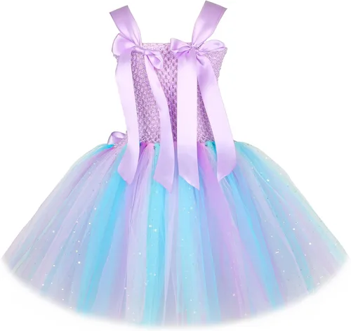 Vista 4 de Disfraz de sirena para niñas, regalos de fiesta de cumpleaños, tutú de Halloween, vestido de princesa